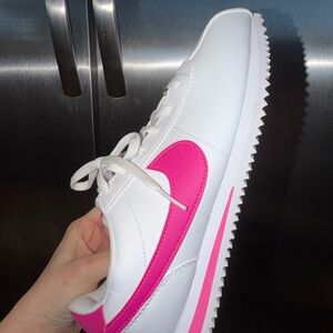 Nike pink swoosh cortez